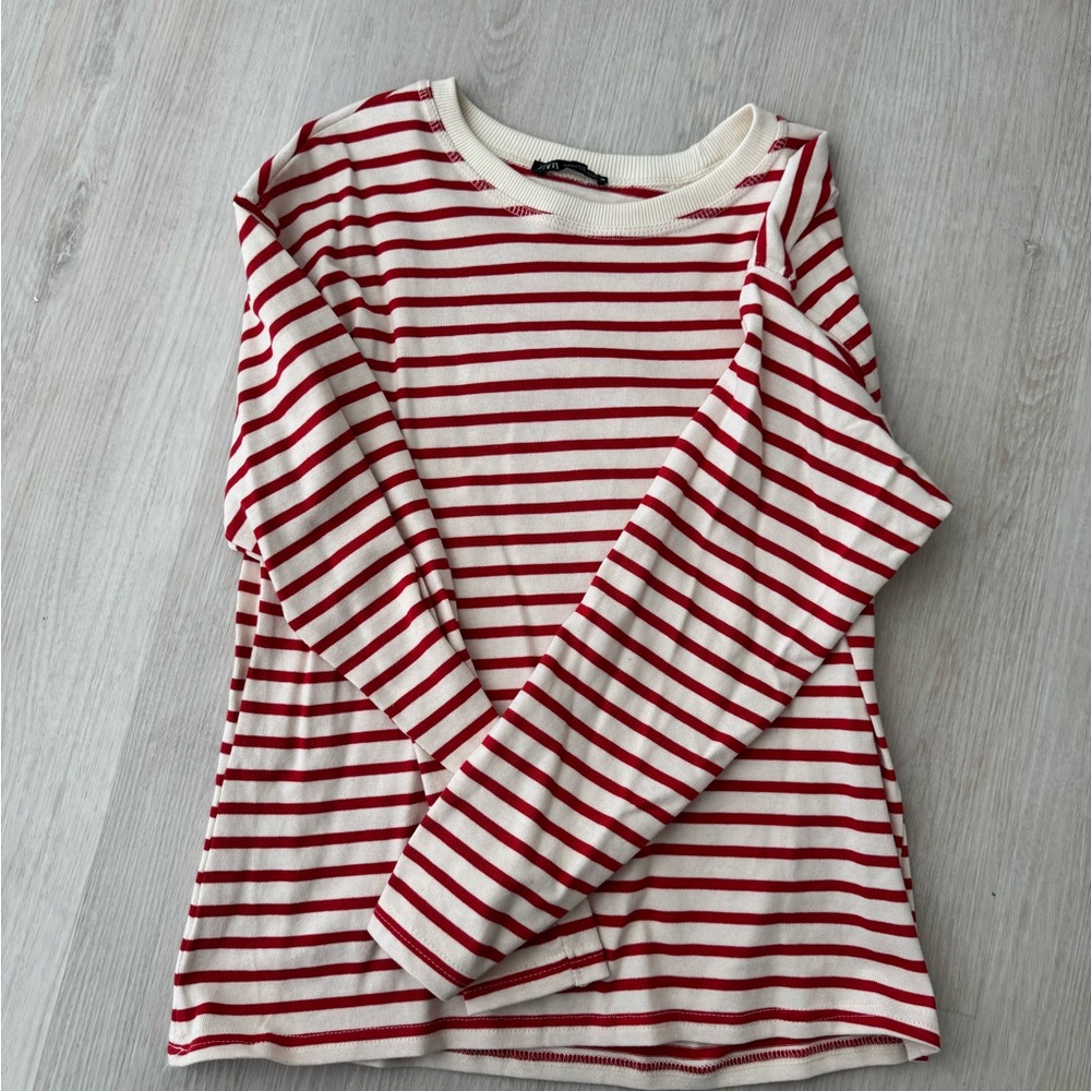 Zara Red and White Striped Top
